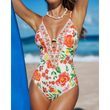 Britt | Bohemian Swimsuit with Deep V-Neck