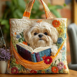 Umjetnička Torba - Shih Tzu s Knjigama i Cvjetnim Motivima