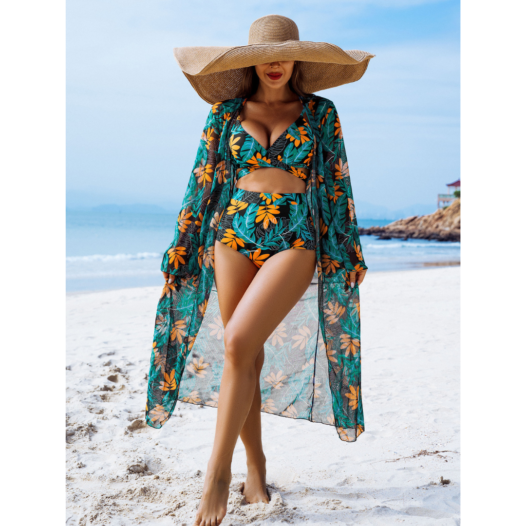 Floor | 3-Piece Bikini Set with Free Cover-Up
