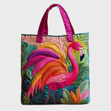 Rainbow Flamingo Quilted Tote Bag