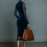 V-Neck Velvet Midi Dress