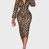Francine™ Elegantna Haljina s Leopard Printom