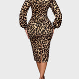 Francine™ Elegantna Haljina s Leopard Printom