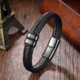 Shadow Weave – Woven Leather Bracelet