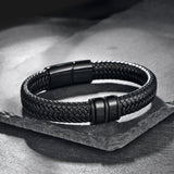 Shadow Weave – Woven Leather Bracelet