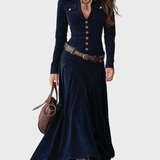 Mavis™ Elegant Suede Maxi Dress + FREE Belt