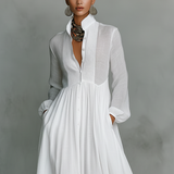 Patchwork Lanena Maxi Haljina s Ovratnikom