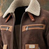 Fran | Brown Minka Bomber Jacket with Cozy Sherpa Collar
