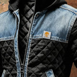 MATEO | CRNA JAKNA S DENIM DETALJIMA