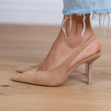 Marlena™ | Nude slingback cipele s tankom petom