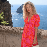 Willow | Midi Dress with Puff Sleeves and Floral V-Neck